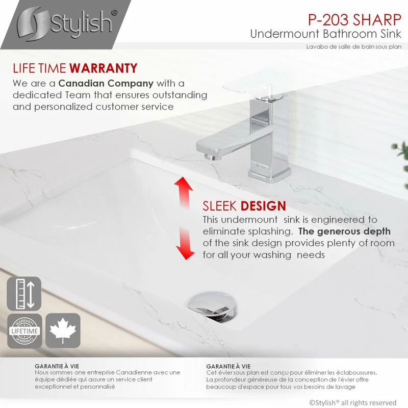 Buy π STYLISH 21" Rectangular Undermount Ceramic Bathroom Sink, 2 Overflow Finishes βοΈ 8 Buy π STYLISH 21" Rectangular Undermount Ceramic Bathroom Sink, 2 Overflow Finishes βοΈ - Image 6