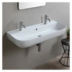Best Sale 🎉 Scarabeo Ceramiche 38" Trough Ceramic Wall Mounted Or Vessel Sink 👏 -Bathroom Sinks Shop f31122970b55e579 5799 w800 h800 b0 p0