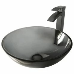 Best deal 🤩 VIGO Sheer Black Glass Vessel Sink And Duris Faucet Set, Matte Black 👍