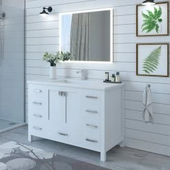 Promo 🧨 Castello USA Serenity Solid Surface Bathroom Vanity Top With Sink, White, 48", Standard 🔥 -Bathroom Sinks Shop f731a71f0042ca25 4202 w800 h800 b0 p0
