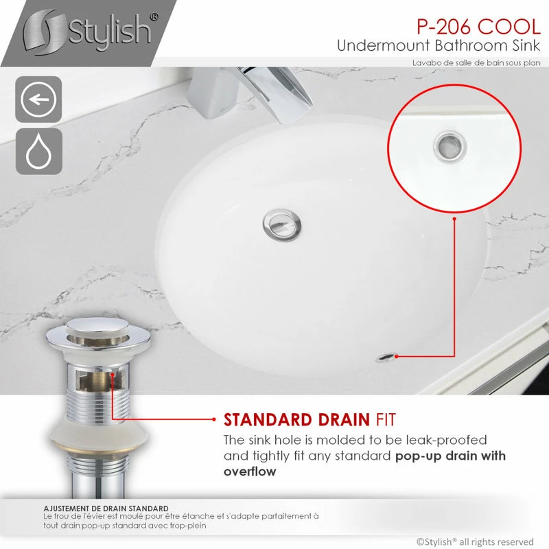 Best deal 𧨠STYLISH 19" Oval Undermount Ceramic Bathroom Sink With 2 Overflow Finishes π 8 Best deal 𧨠STYLISH 19" Oval Undermount Ceramic Bathroom Sink With 2 Overflow Finishes π - Image 6