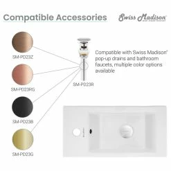 Promo 🔔 Swiss Madison Voltaire 19.5"x10" Ceramic Wall Hung Sink With Faucet Mount, Left Side 😉 -Bathroom Sinks Shop f961255300119623 5735 w800 h800 b1 p0