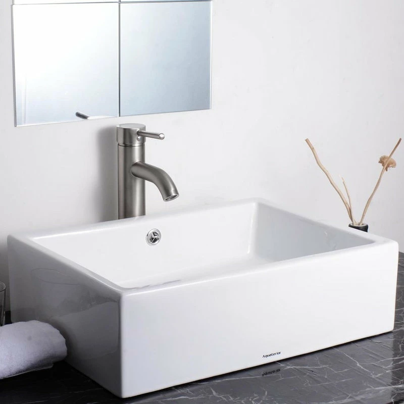 Flash Sale ๐ Yescom Aquaterior Rectangle Porcelain Ceramic Bathroom Sink With Drain & Overflow โ 4 Flash Sale ๐ Yescom Aquaterior Rectangle Porcelain Ceramic Bathroom Sink With Drain & Overflow โ - Image 2