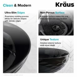 Buy 🛒 Kraus USA, Inc. Viva Ceramic Round Vessel Bathroom Sink, Black 🌟 -Bathroom Sinks Shop fc3199520254a7d2 5413 w800 h800 b1 p0