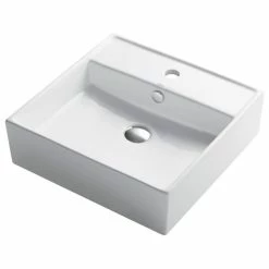 Budget 🎁 Kraus USA, Inc. Elavo Ceramic Square Vessel White Sink ⭐ -Bathroom Sinks Shop fde1fcb90254a7ac 6295 w800 h800 b1 p0
