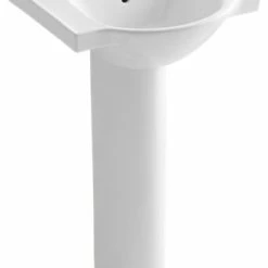 New 👍 Kohler Veer 21" Pedestal Bathroom Sink With Single Faucet Hole, White 🌟