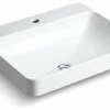 Best Pirce 🎁 Kohler Vox Rectangle Vessel Bathroom Sink With Single Faucet Hole, White 🎉