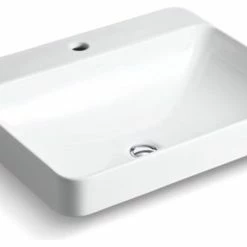 Best Pirce 🎁 Kohler Vox Rectangle Vessel Bathroom Sink With Single Faucet Hole, White 🎉