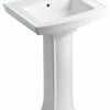 Best Pirce 🎁 Kohler Archer Pedestal Bathroom Sink With 4" Centerset Faucet Holes, White 🎉