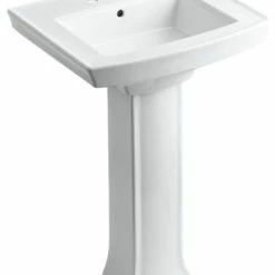 Best Pirce 🎁 Kohler Archer Pedestal Bathroom Sink With 4" Centerset Faucet Holes, White 🎉