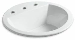 Discount 🔔 Kohler Bryant Round Drop-In Bathroom Sink With 8" Widespread Faucet Holes, White 💯