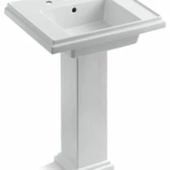 Discount 👏 Kohler Tresham 24" Pedestal Bathroom Sink With 8" Widespread Faucet Holes, White 🥰