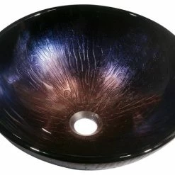 Cheap 🤩 Dawn Kitchen & Bath Products, Inc Dawn Tempered Glass, Hand-Painted Glass Vessel Sink-Round Shape, Dark Violet 👏